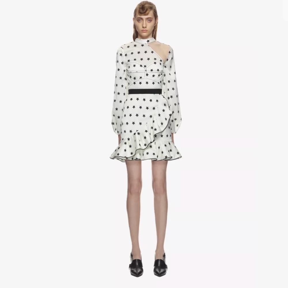 🔥2 day sale🔥 SP Satin Star Printed Frill Dress